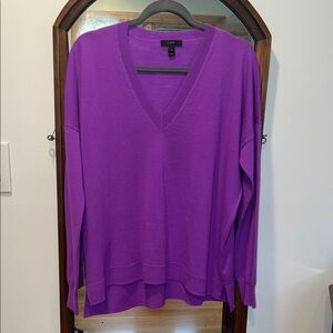J. Crew Vibrant Purple Merino Wool Slouchy V-Neck Sweater M